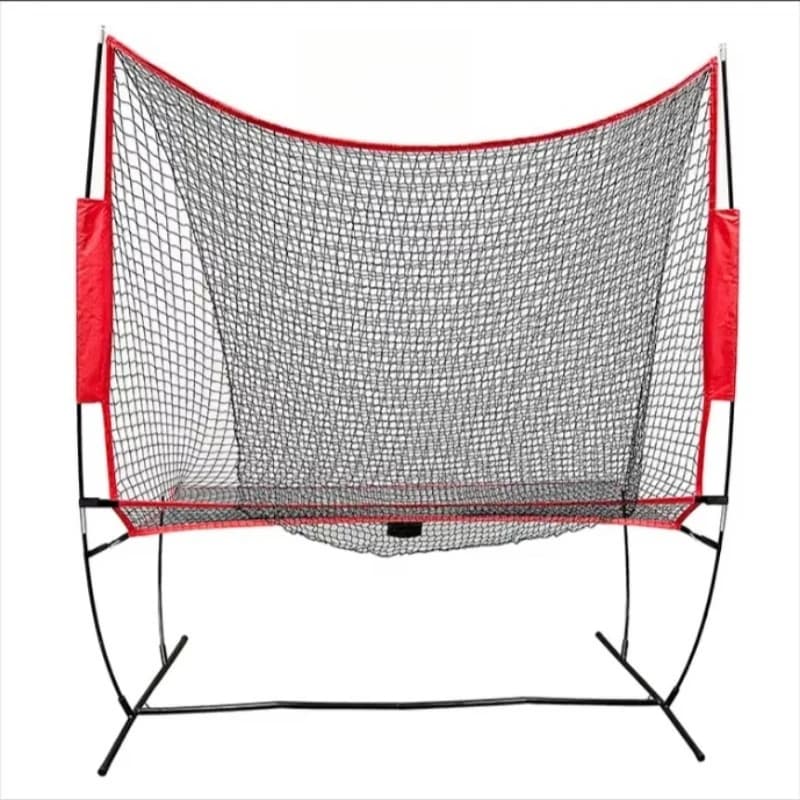 Pitcher recycling nets, baseball tennis recycling system nets, portable polyester nets and fiberglass frames