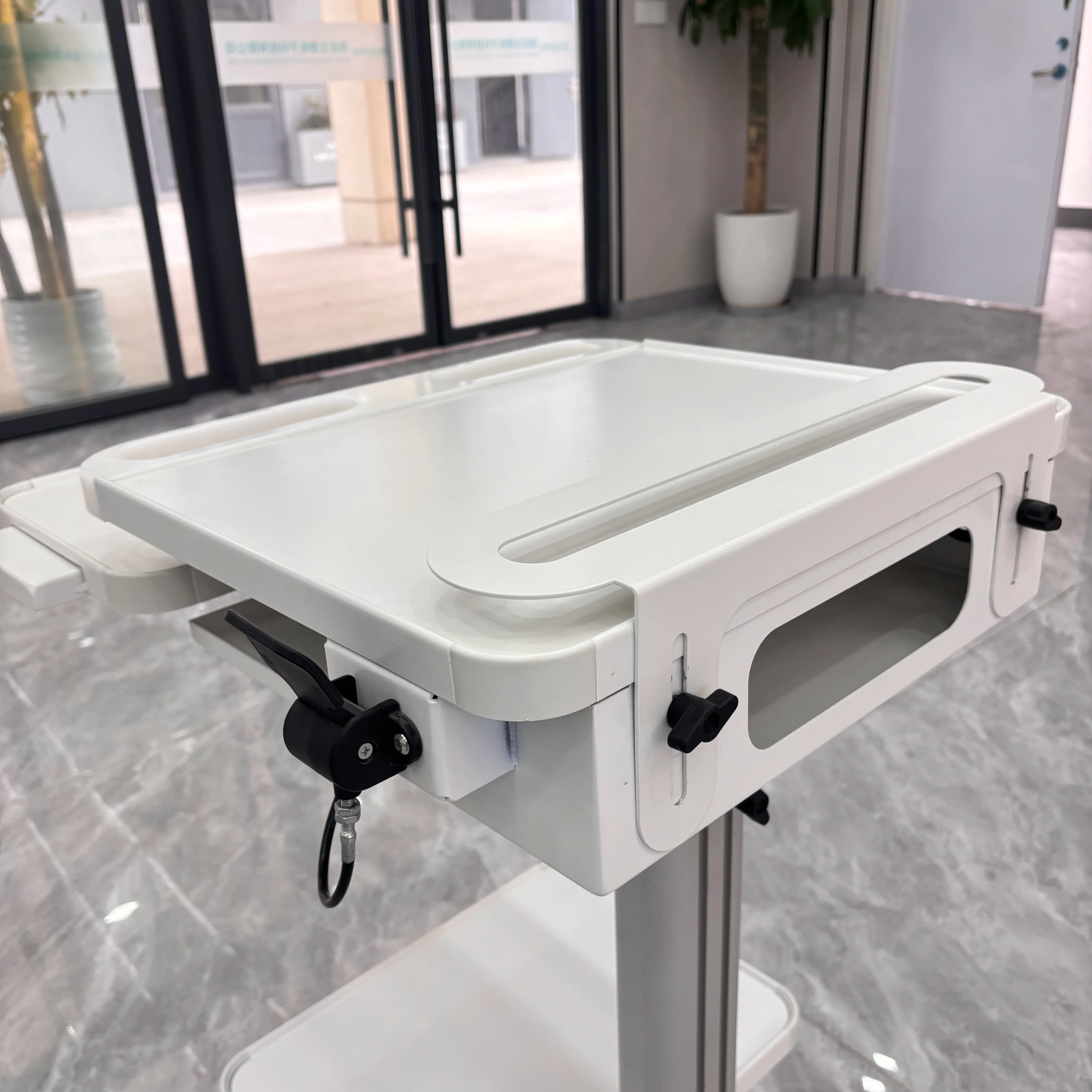Factory Direct Mobile Medical Laptop Ward Rounding Trolley Cart with Adjustable Pneumatic Type for Hospital or Clinic Use