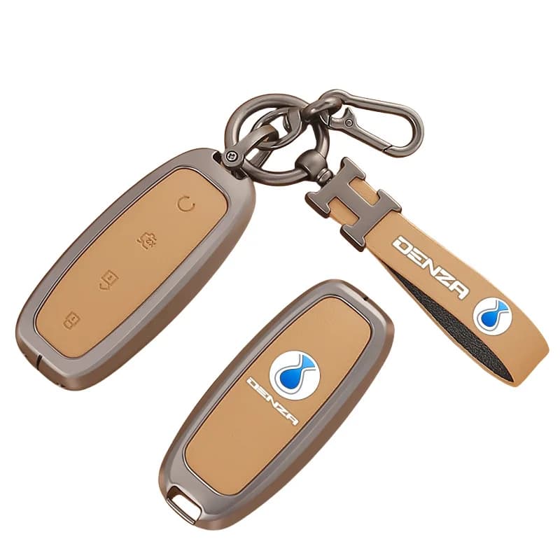 Premium Zinc Alloy Card Key Cover Case for Denza D9/N7/N8/DMI/D9 (2023) - Protective Smart Key Fob Shell Key Bag Chain