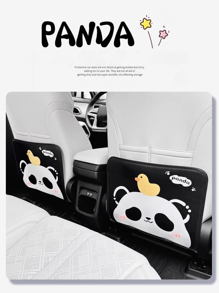 For 2024 BYD ATTO 2 Yuan UP Car Seat Back Anti Kick Pad Anti Dirty Wear Resistant Leather Protective Pad Creative Panda Pattern