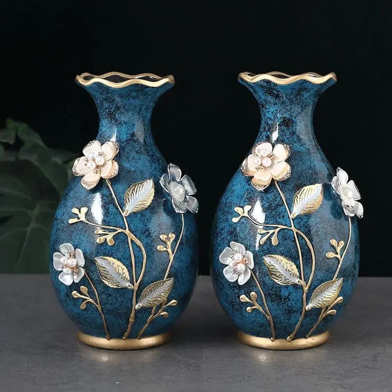 Ceramic vase 3D Stereoscopic dried flowers arrangement wobble plate living room entrance ornaments home decorations