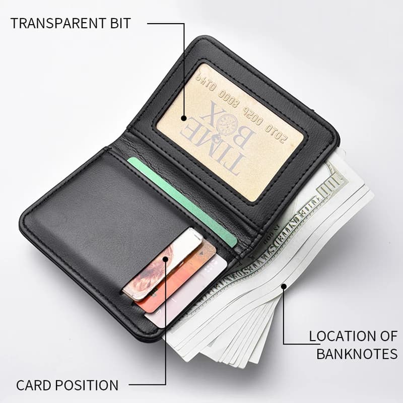 Leather Bifold Wallet Card Holder Driver's License ID Card Pass Card Bag Coin Purse Multifunctional Storage Key Bag Accessories