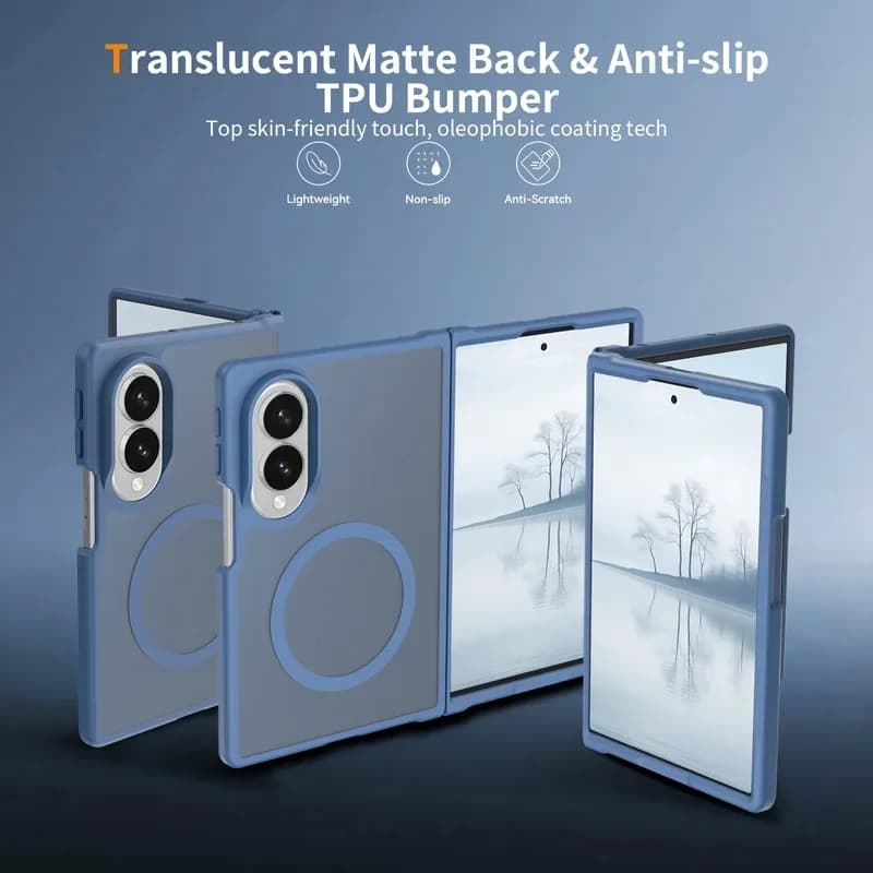 Skin Feel Frosted Shockproof Phone Case For Samsung Galaxy Z Fold 8wide Soft TPU Frame Hard Plastic Translucent Back Cover Funda