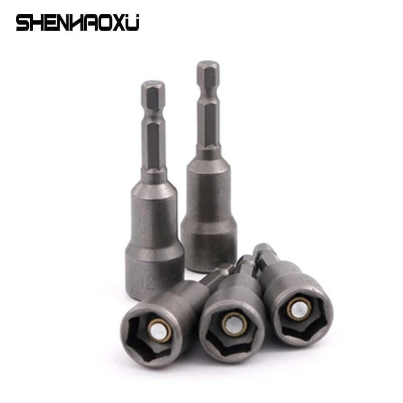 6mm~19mm 1pcs Power Nut Driver Set Magnetic Standard Socket Wrench 65mm 1/4" Hex Shank Power Tools  Power Drills Impact Drivers