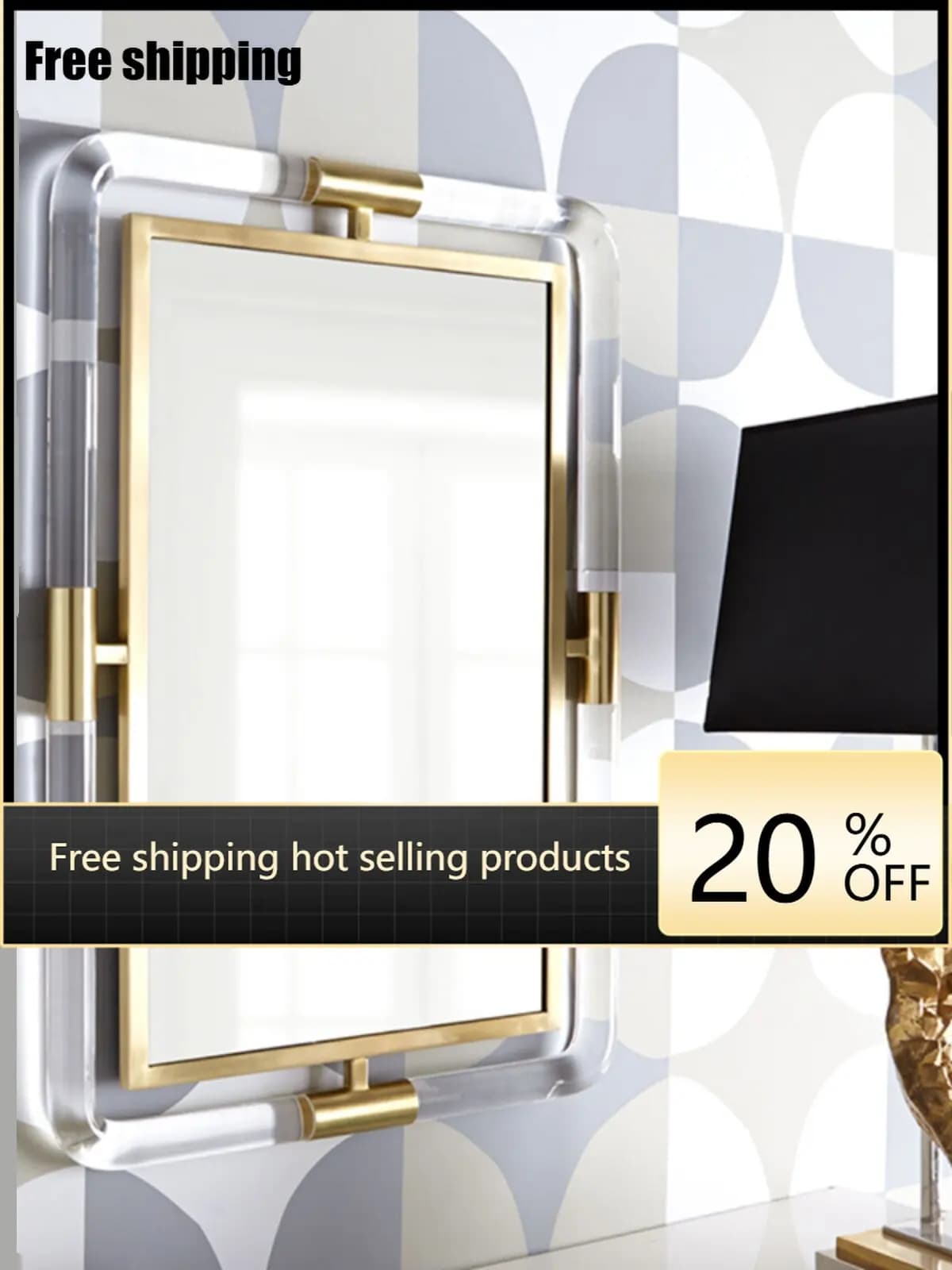 Light luxury bathroom mirror acrylic stainless steel Nordic entrance decorative mirror