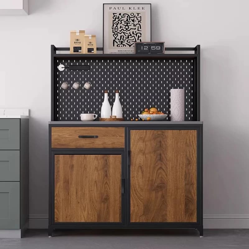 Wrought iron industrial style dining side cabinet integrated locker against the wall restaurant storagee caet tea cabinet locker