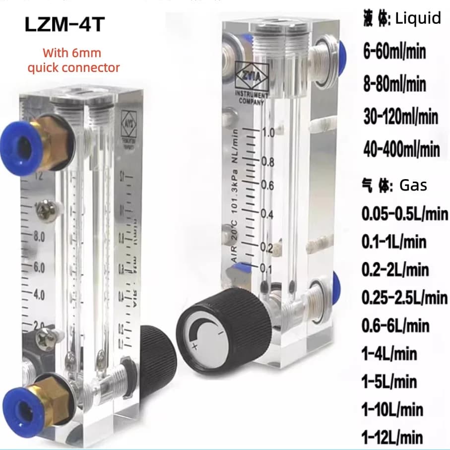 Miniature Panel LZM-4T Acrylic Rotameter Flow Meter Panel Mount Adjustable Liquid Water Flowmeter