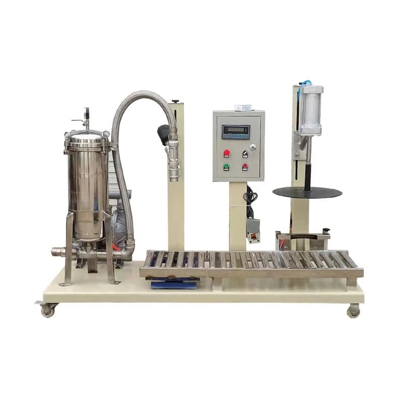 Filter filling equipment, filter filling weighing gland integrated machine, filter