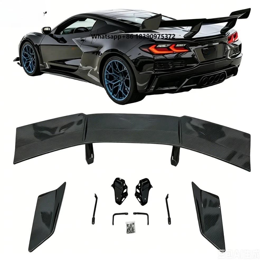 Car Styling ZR1 Style Dry Carbon Fiber Rear Spoiler for C8 Z06 Convertible Sports Car 2020 - 2026 Models