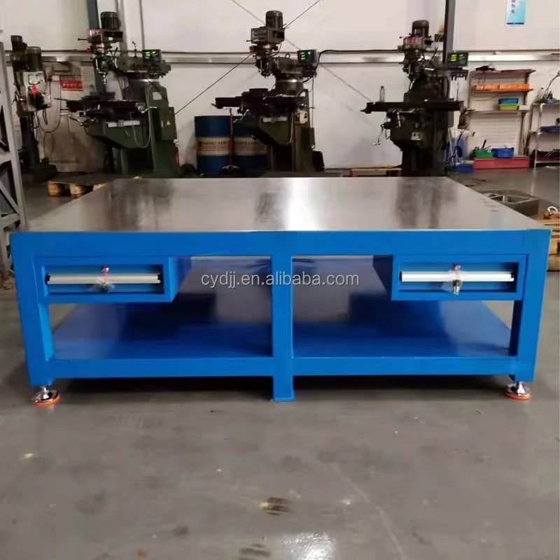 Heavy Duty Steel Plate Workbench Industrial Fitter Table 4 Lockable Drawers Storage Shelves OEM/ODM Customizable 3-Year