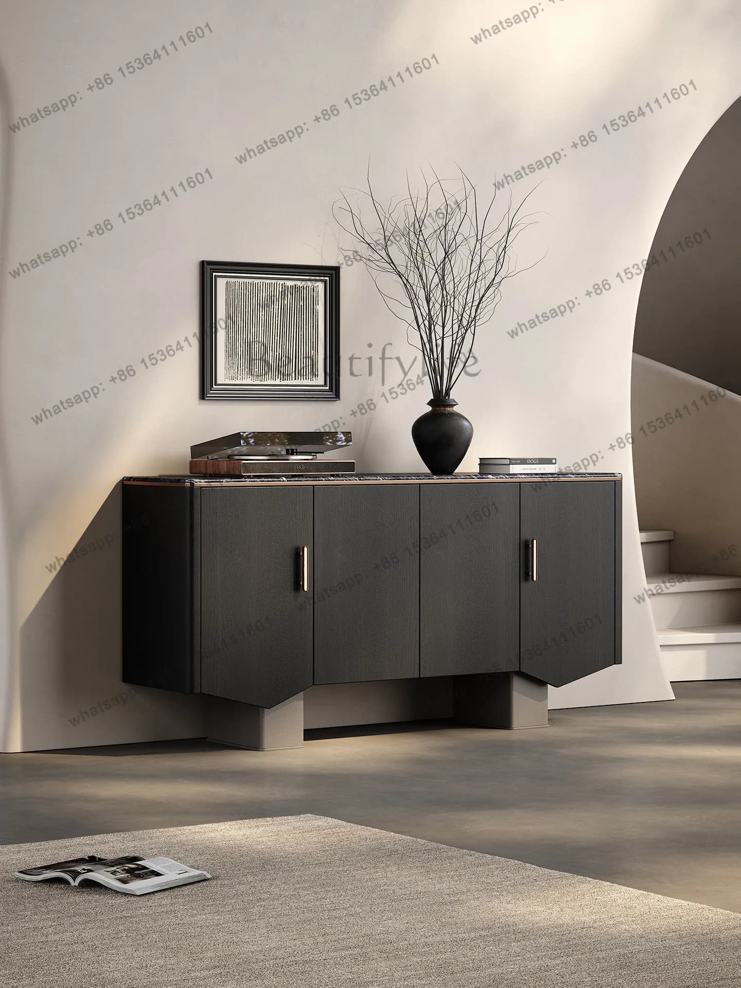 Italian light luxury wall high-end door cabinet living room storage cabinet