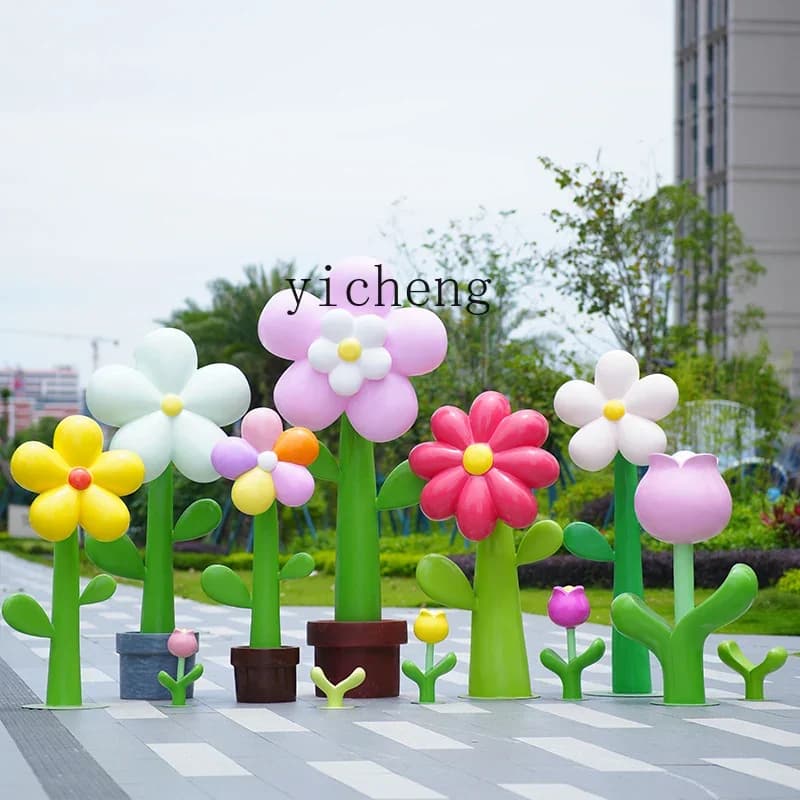 L18- flower sculpture fiberglass tulip ornament outdoor scenic shopping mall decoration