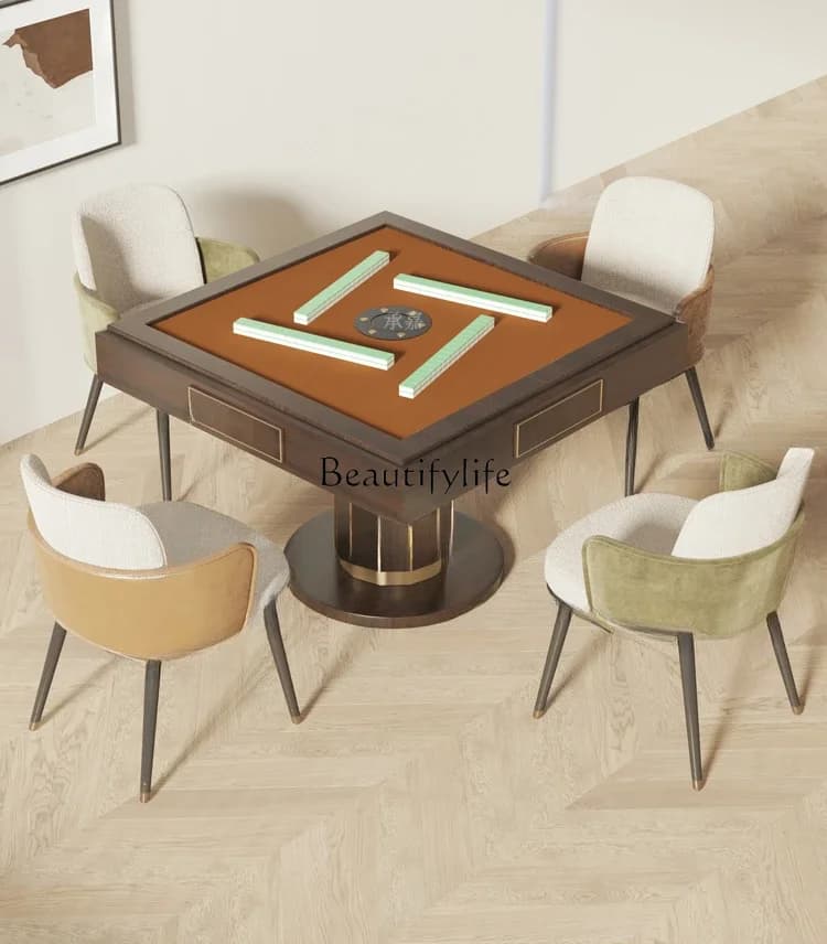 FGLight luxury modern solid wood mahjong table simple new Chinese chess and card tables and chairs automatic electric
