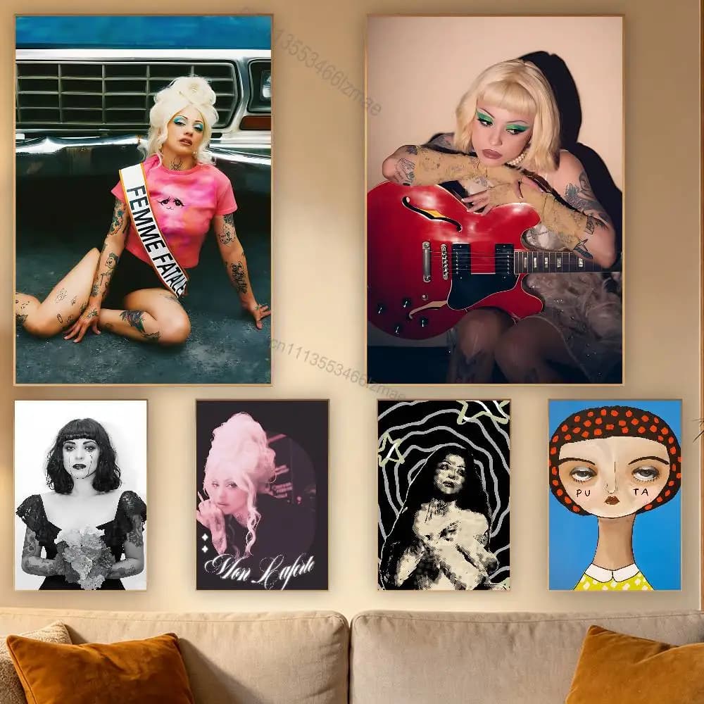 FEMME FATALE M-Mon Laferte Retro Fashion Pictorial Poster Sticky Poster Paper Sticker DIY Room Bar Cafe Wall Decor Gift