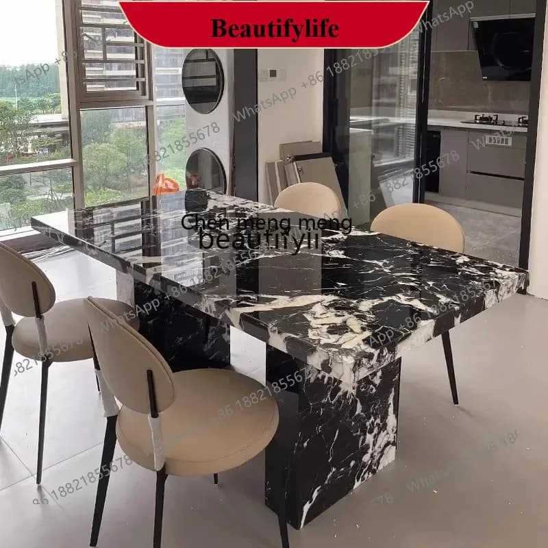 z183  Italian style, black marble dining table, light luxury minimalist, black modern high-end villa square dining table