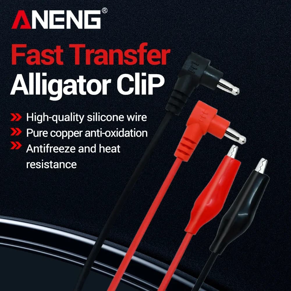 ANENG 10A Universal Multimeter Test Leads Alligator Clip Probe Silicone Insulated Anti-burn Heat Resistant Cable for Multimeter