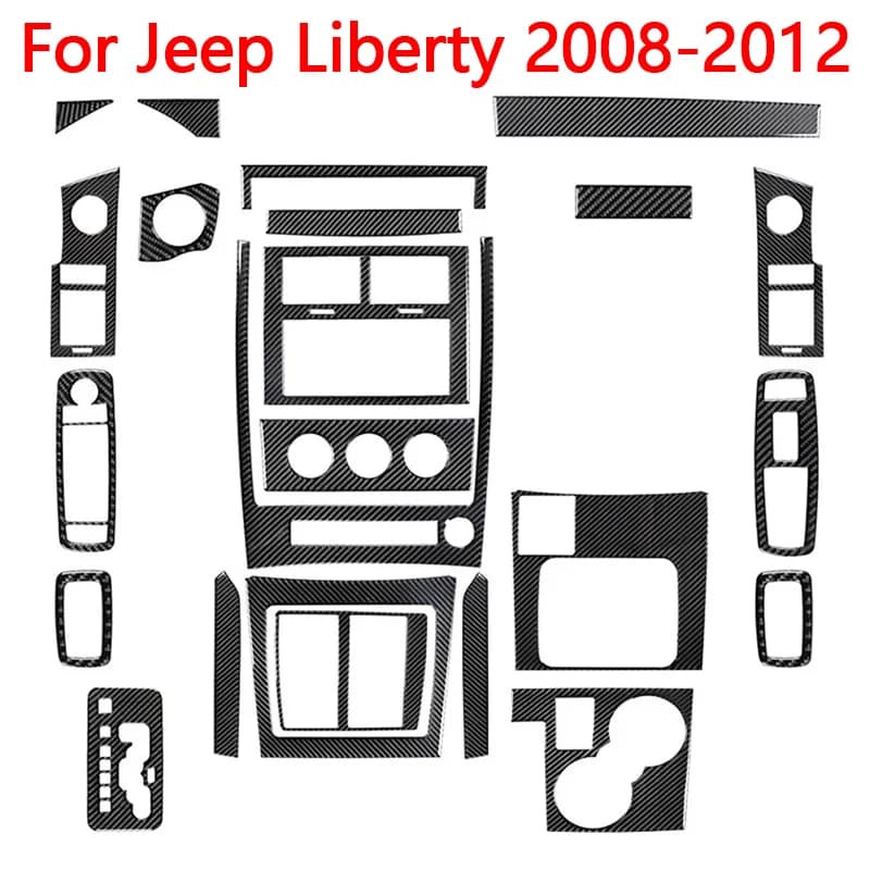 For Jeep Liberty 2008 2009 2010 2011 2012 Car Carbon Fiber Black Stickers Car Interior Various Components Decorative Accessories