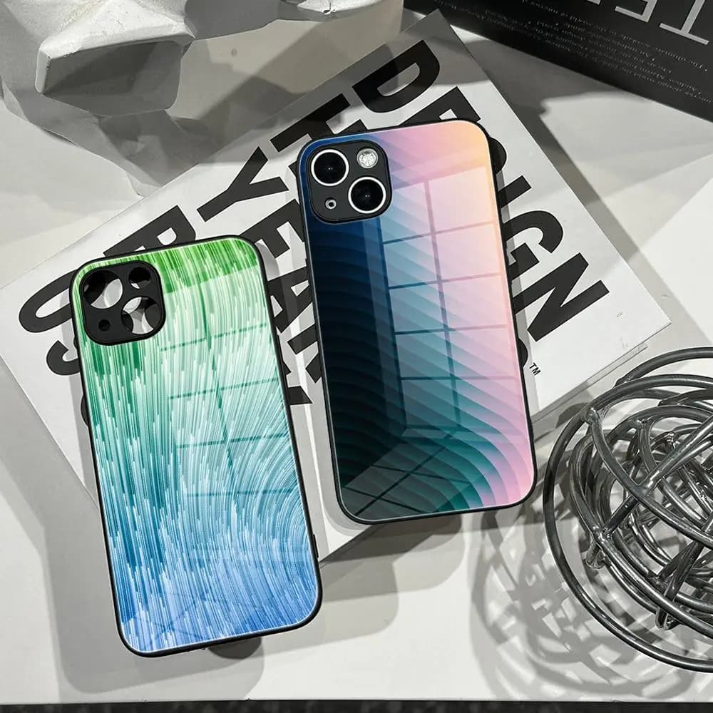 HD New Abstract lines Phone Case Tempered Glass Shell FOR IPhone 16ProMAX 14 12 17Pro Air 15 16 Plus 13 Pro MAX Cover HYBXAXC