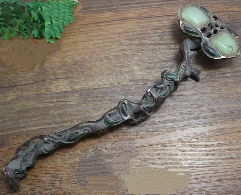 Chinese collection antique copper crafts brass Ganoderma lucidum ruyi home ornaments and decorations