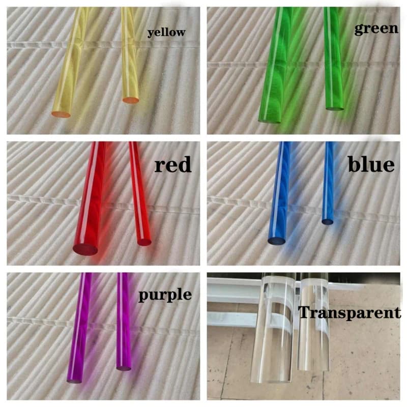 Colorful PMMA Acrylic Rod 3-50mm Diameter 495mm Length Crafts Signage Making Supplies