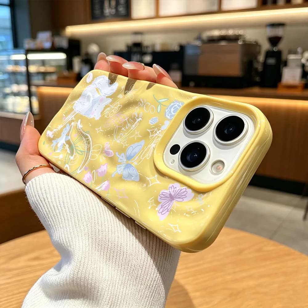 Butterfly Flower Squirrel For iPhone 18 Pro Max 17 16 15 14 13 12 11 Pro Max Plus Soft Meteorite Textured Phone Case Cover