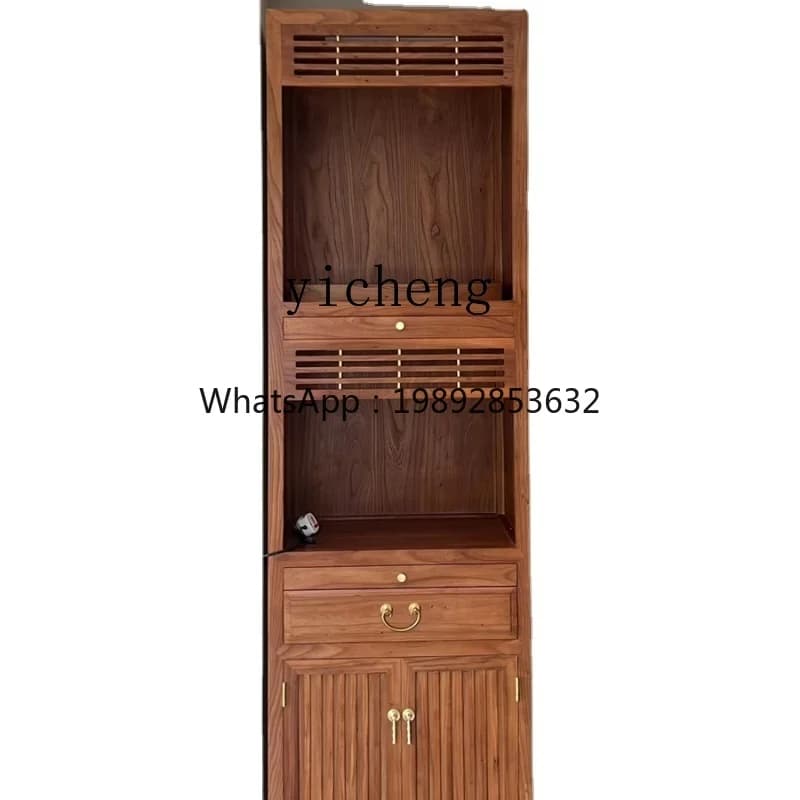 ZZf God Table Cabinet with Door Quality Buddha Niche Simple Household Double-Layer God of Wealth Buddha Cabinet Black Walnut
