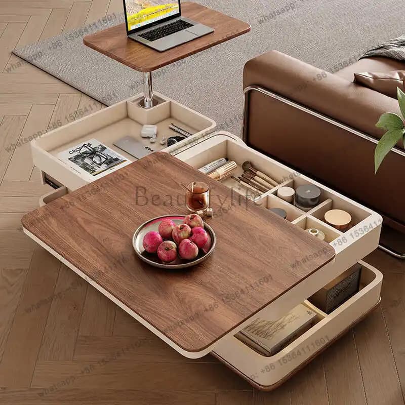 LD Dinner Storage Coffee Table Nordic Clear Rectangle Floor Luxury Modern Balcony Side Table Living Room Meubles