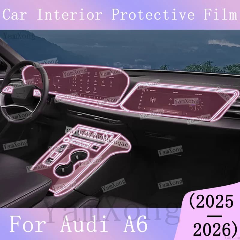 For Audi A6 C8 Center Console Interior Kit Protective Film Gearbox Panel Navigation Dashboard Screen Transparent Scratch Sticker