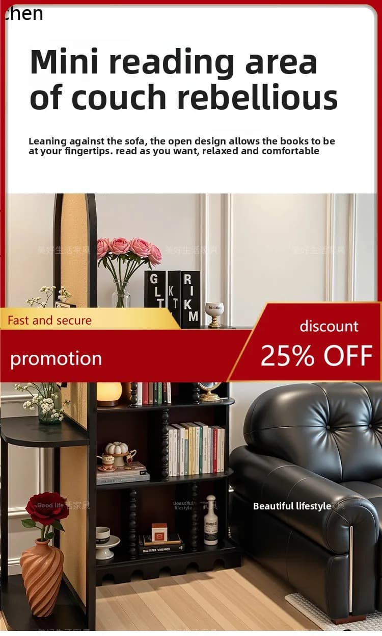 ZML Solid Wood Half-Wall Floor-Standing Combination Bookshelf Sofa Storage Side Cabinet Display Cabinet