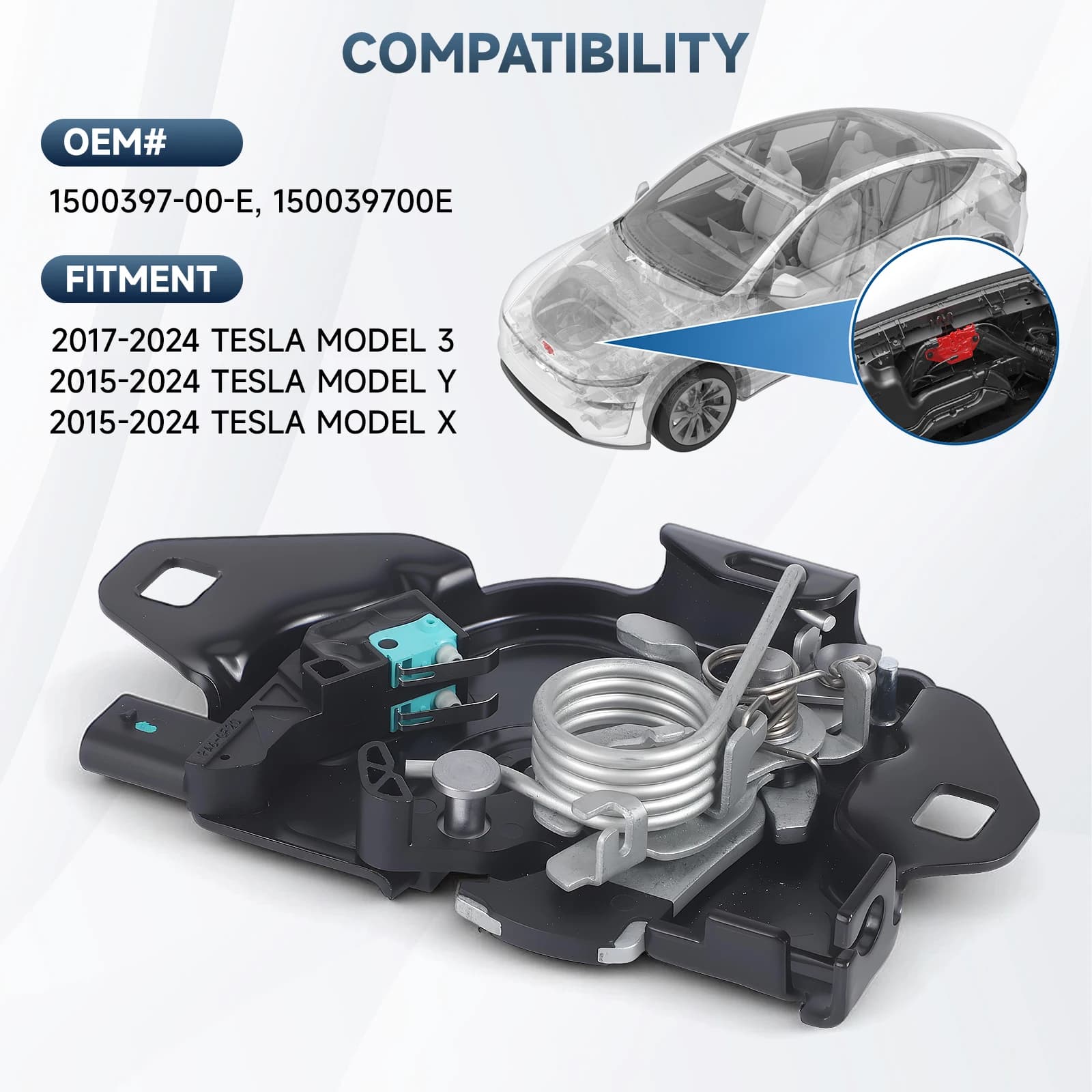 For Tesla Model 3 Y 2021-2024 Latch Release Actuator OE 1500397-00-E Car Front Hood Latch Lock Release Assembly Auto Accessories