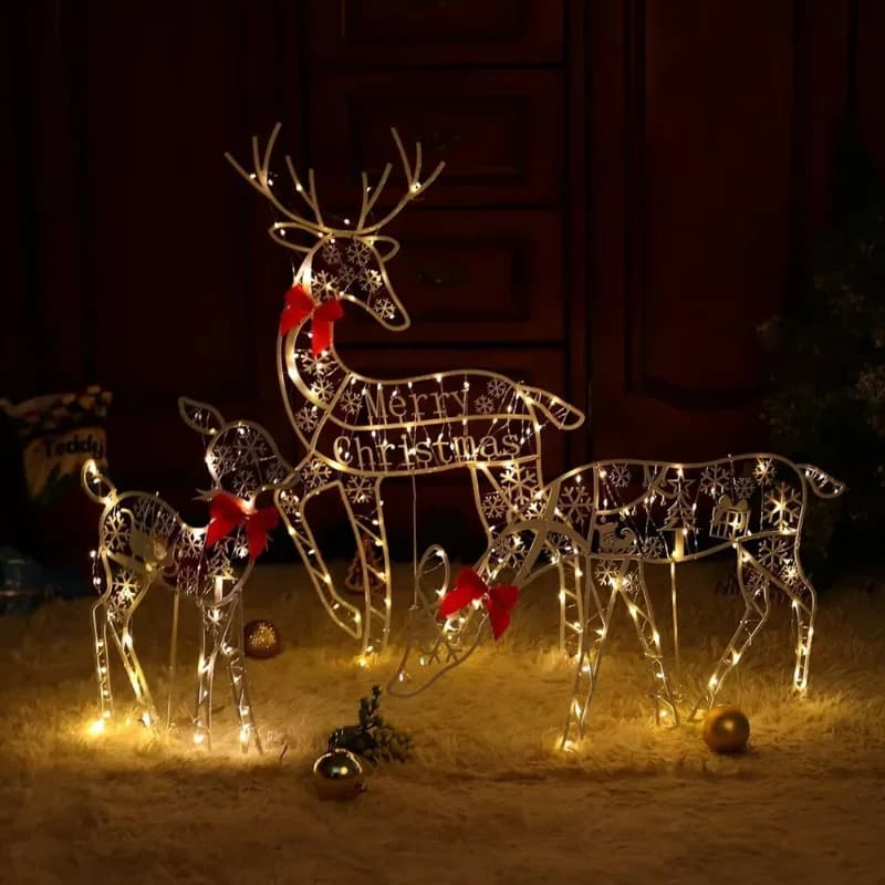 2025 Christmas New Outdoor Decoration Led Light Iron  Deer Horticulture Lawn Decoration  Outdoor Christmas Decoration