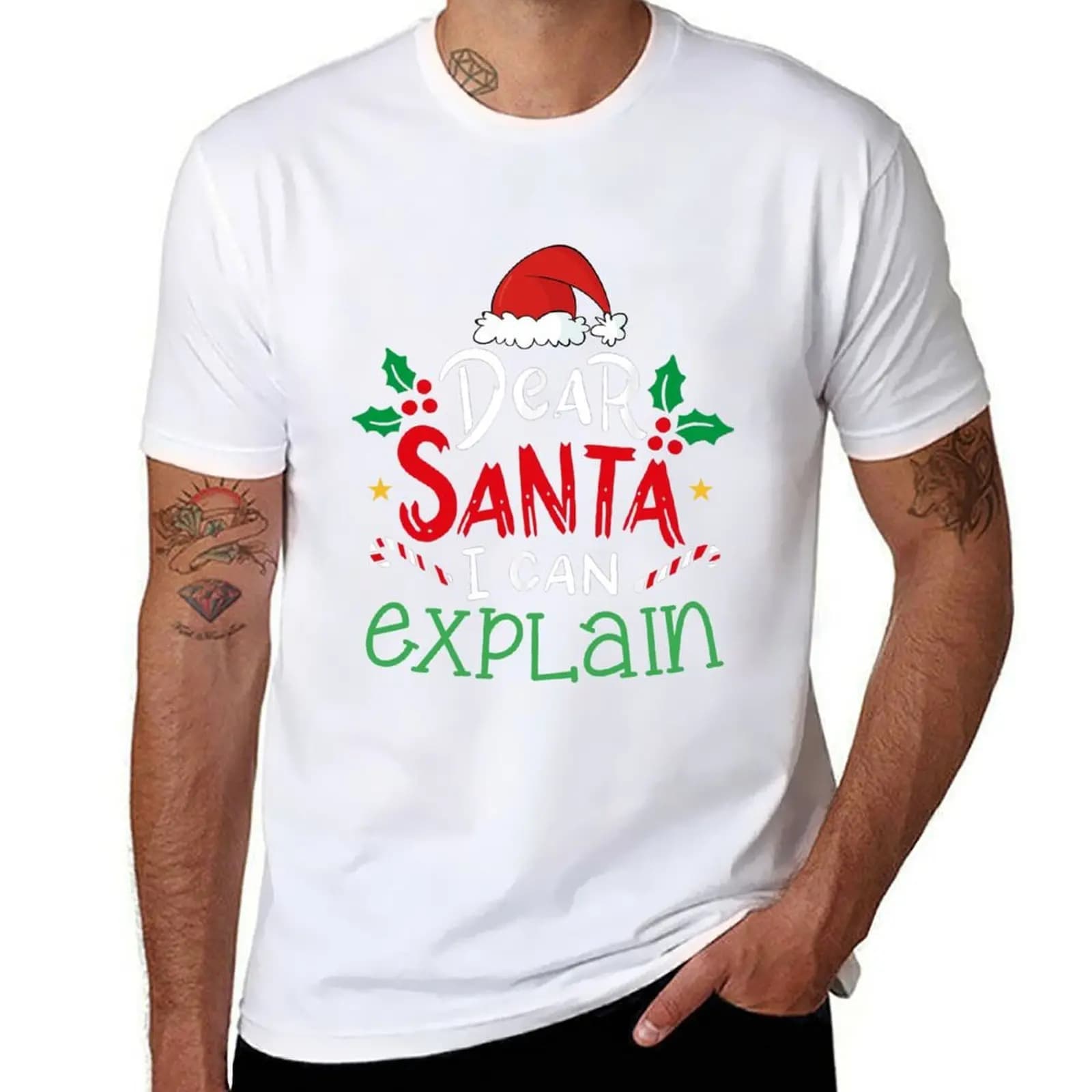 Dear Santa I Can Explain Funny Xmas For Christmas T-Shirt g man t shirts for men cotton tshirt 100% T-Shirt