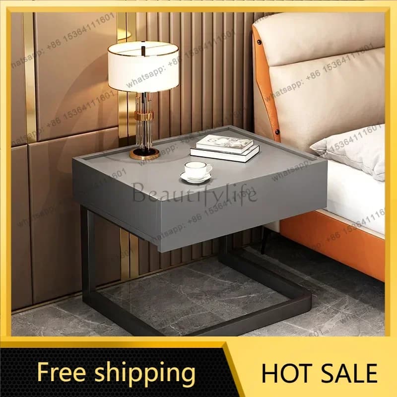 LDModern Nightstand Bed Side Table with Fabric Drawer Industrial Night Stand for Bedroom Living Room Bedroom Furniture