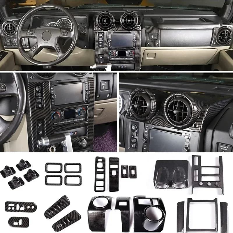 ABS Carbon Fiber for Hummer H2 2003-2007 Car Central Control Dashboard Navigation Panel Sticker Car Interior Accessories