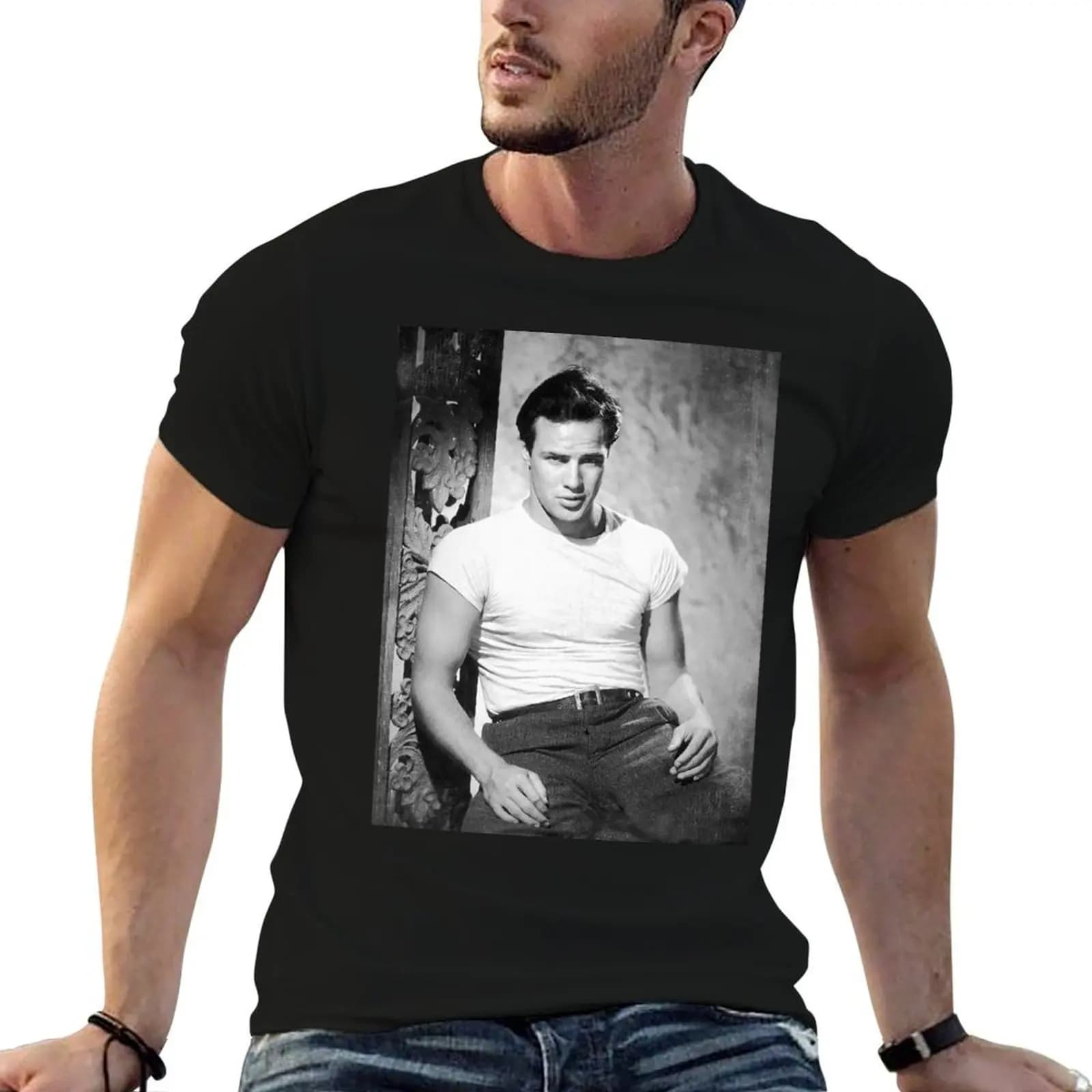 Marlon Brando - BW Vintage - D41 T-Shirt plus sizes vintage graphic tee men clothings