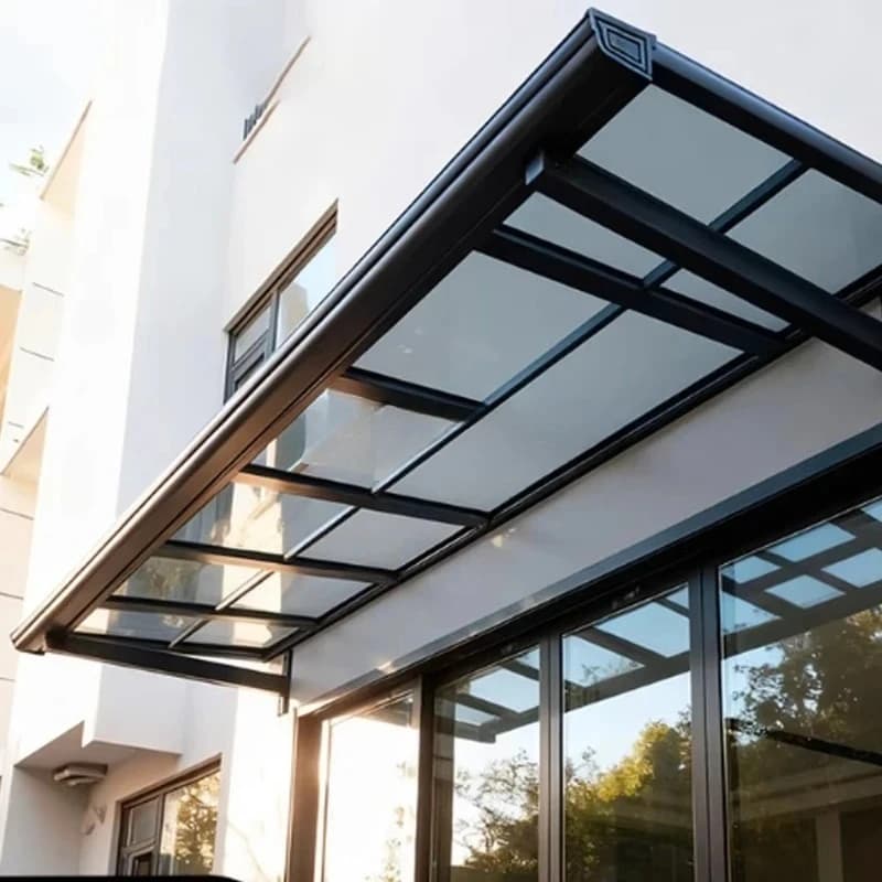 Luxury Customized Aluminum Alloy Frame Polycarbonate Remote Control Retractable  Front Door Awning Canopy for Balcony UV Protect