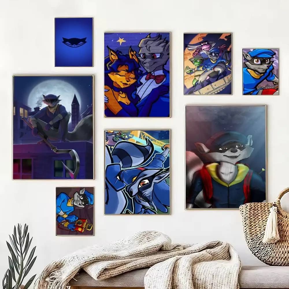 Bentley Shrewd Sly Cooper Poster Waterproof Wall Art Sticker For Bar Living Room Vintage Decor High Quality Print Gift