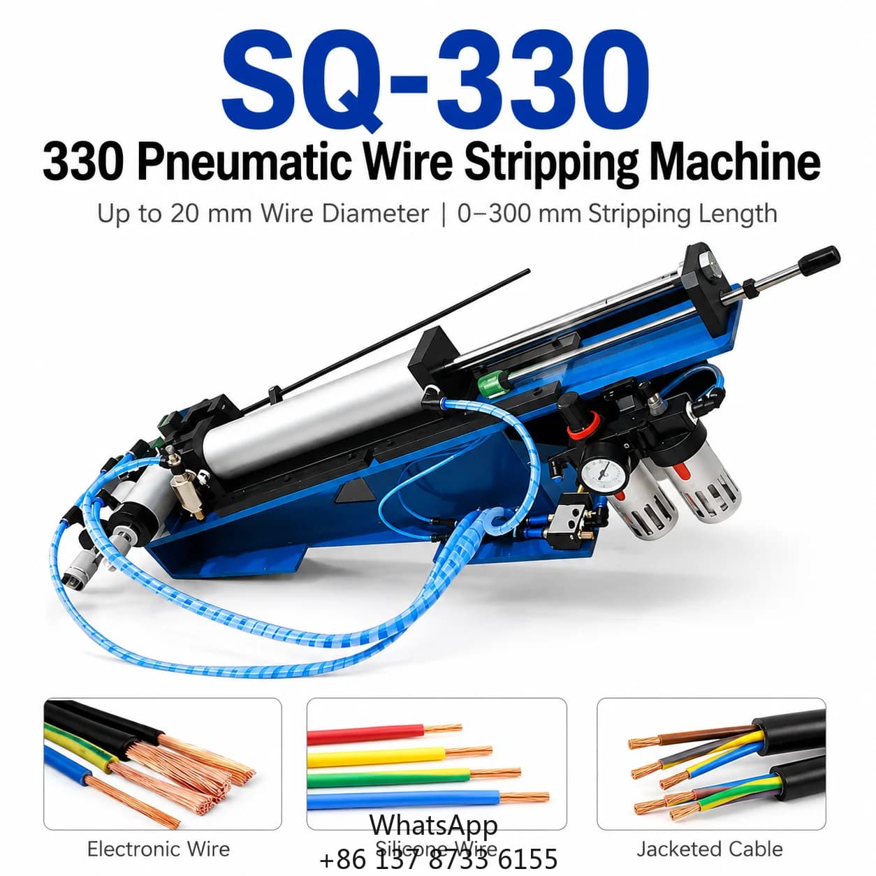 SQ-330 300 Mm Length 20 Mm Diameter Heavy Duty Pneumatic Wire Stripping Machine For Outer Jacket Stripping Of Thick Power Cable