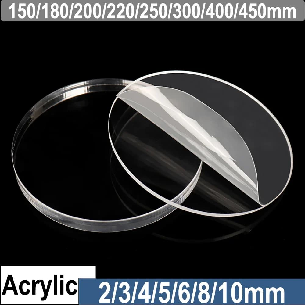 2/3/4/5/6/8/10mm Clear Acrylic Discs Round Board Circle Perspex Sheeting Ganaching Plate 150mm-450mm