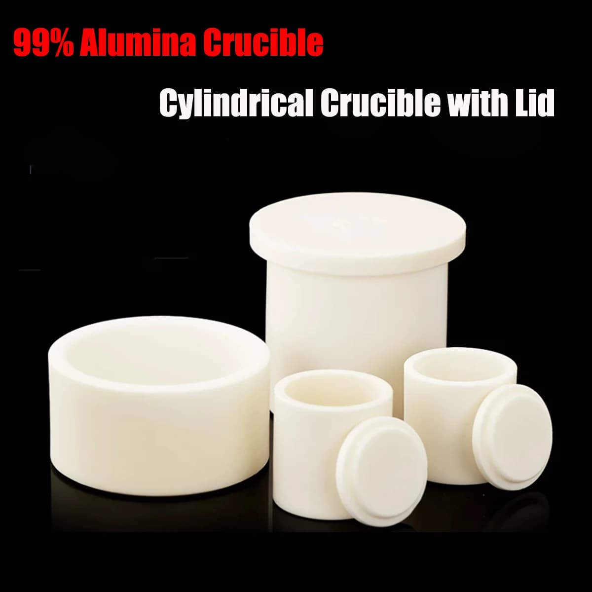 99 Alumina Crucible Cylindrical with Domed Lid High Temperature Resistant Corundum Crucible for Lab Melting Muffle Furnace