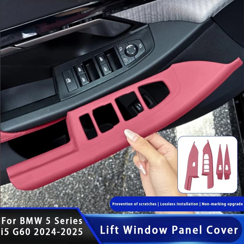 LHD Car Door Window Lifting Switch Panel Frame Trim Sticker Car Door Button Frame Trim Cover For BMW 5 Series i5 G60 2024-2025