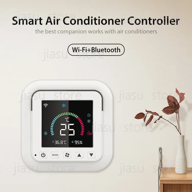 NEO Tuya WiFi Smart Color Screen Thermostat, White Infrared AC Temperature Controller with Digital Display