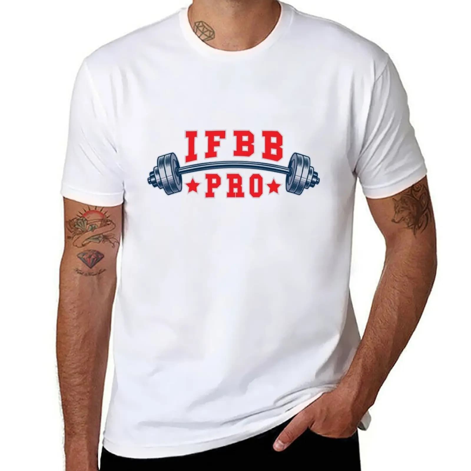 IFBB PRO Barbell Design T-Shirt black cotton t-shirt plain for man package man t shirts cotton T-Shirt