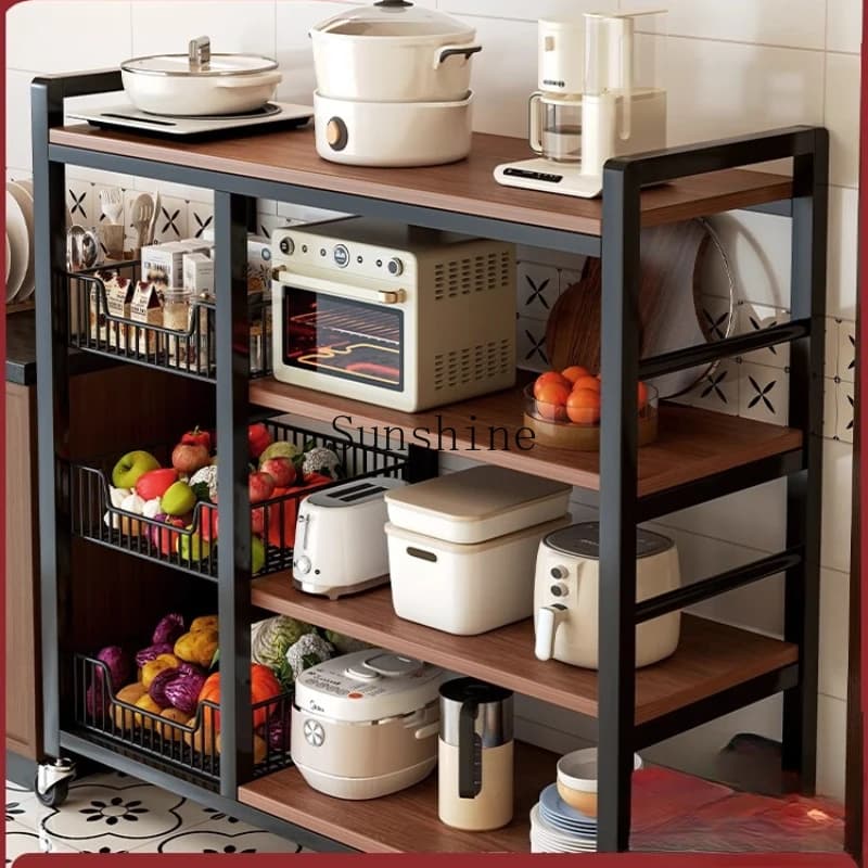 multi-functional storage, floor-to-ceiling multi-layer fruits and vegetables, microwave oven storage, household simple shelves
