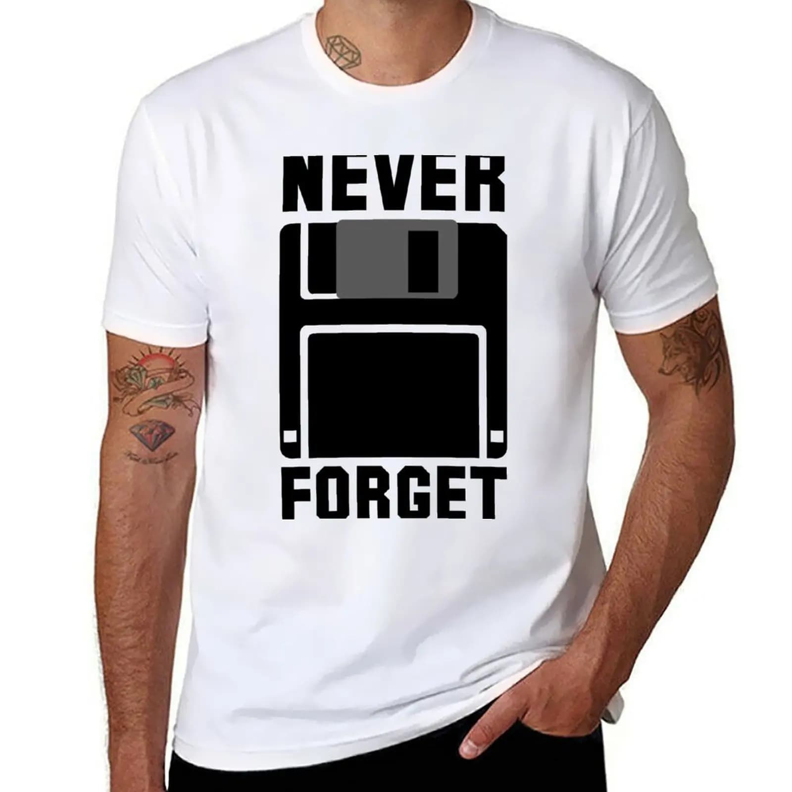 Floppy Disk Never Forget T-Shirt t shirts for man slim fit man t shirt cotton T-Shirt