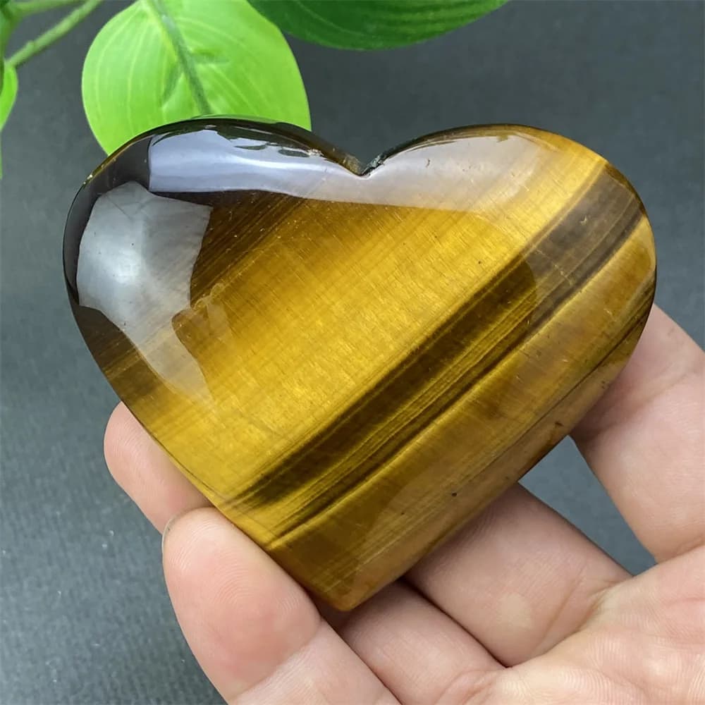 Natural Yellow Tiger Eye Stone Crystal Heart Shape Hand Polished Heart Home Decoration
