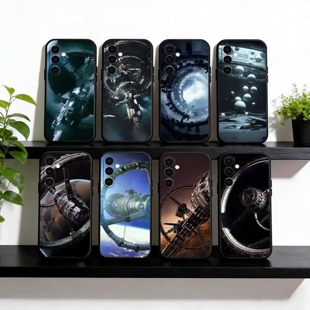 Sci-fi space station Phone Case For Samsung Galaxy A73,A72,A71,A70,A53,A52,A51,Others Soft Black Cover