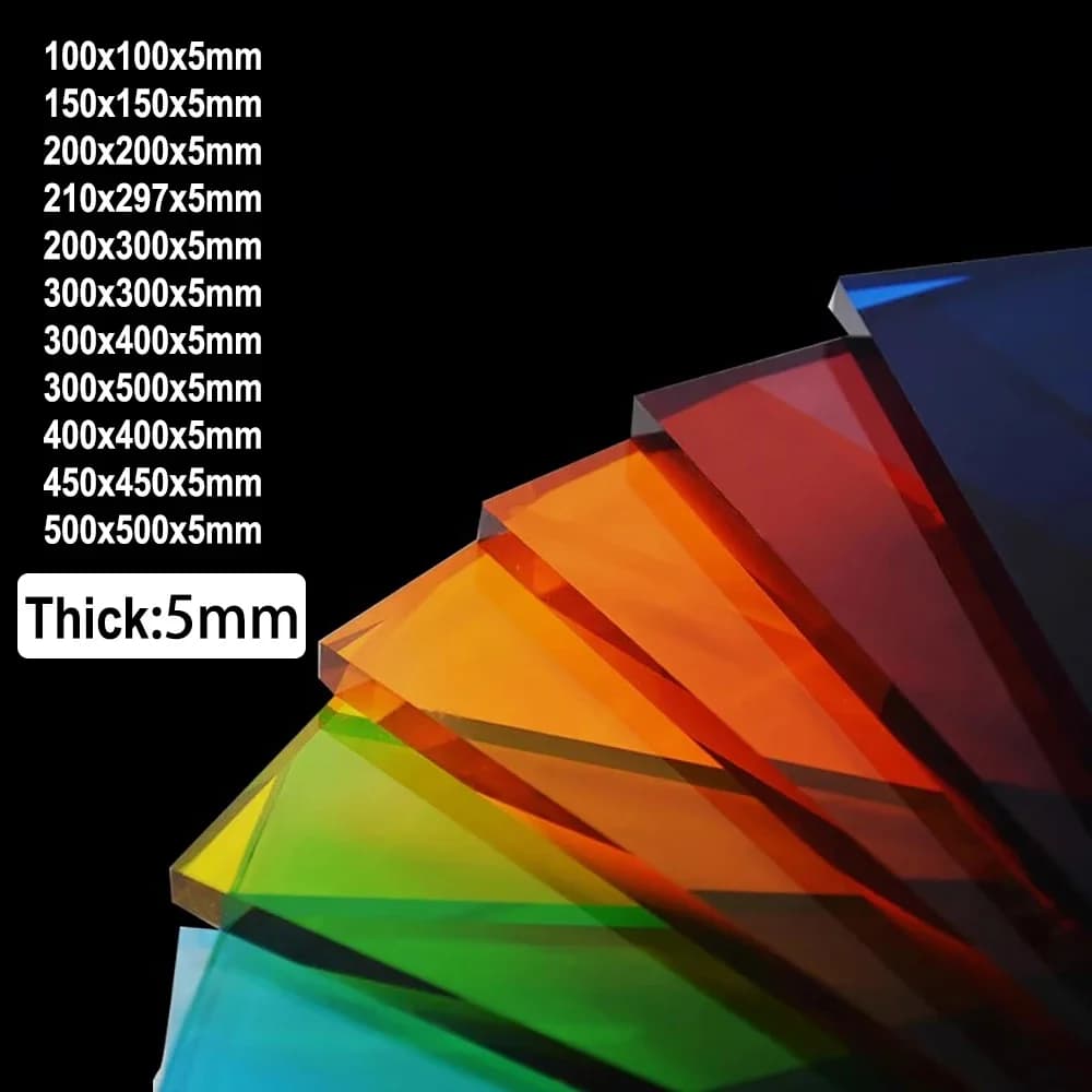 1Pcs Thick 5mm Colored Cast Acrylic Sheet Handmade Material Organic Acrylic Processing Orange Yellow Blue Red Cutting