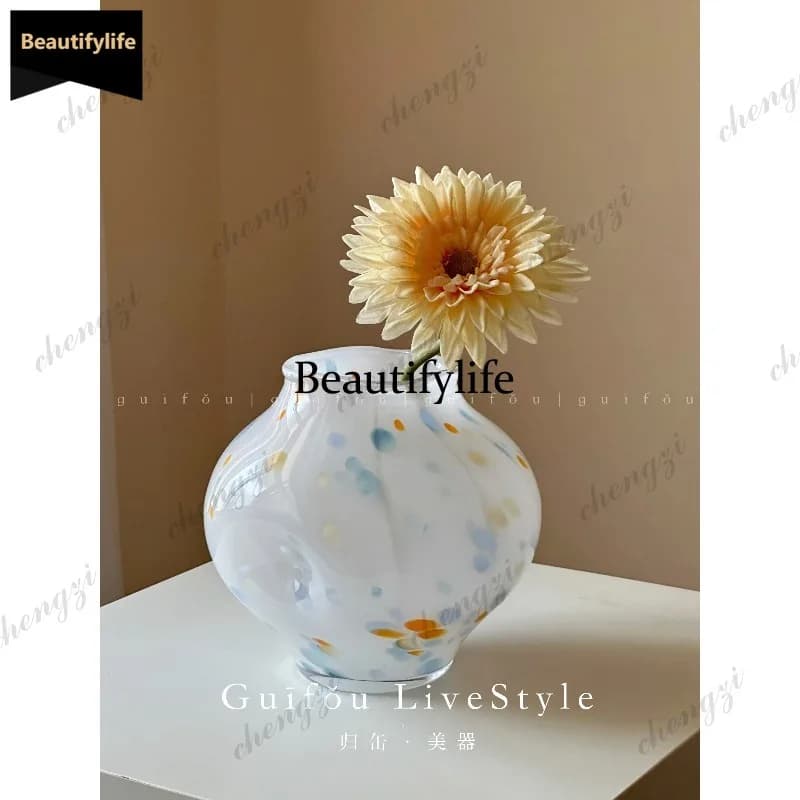 D80 design sense niche art sense flower arrangement vase antique white French style