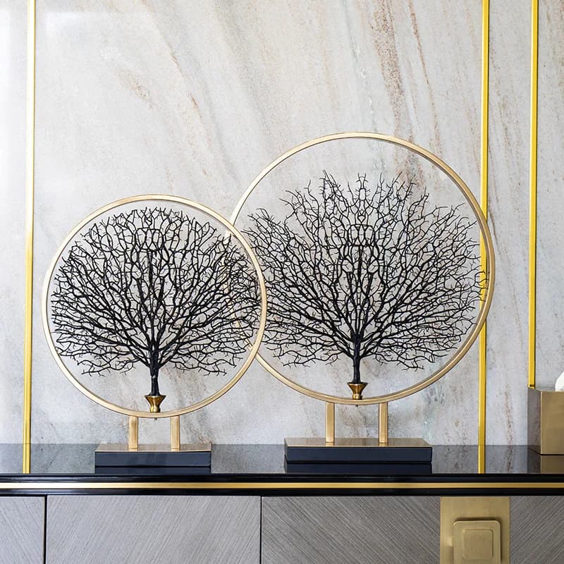 Metal Iron Art Geometric Decorative Desk European Office Furniture Metal Display Creative Sea Tree Decoration